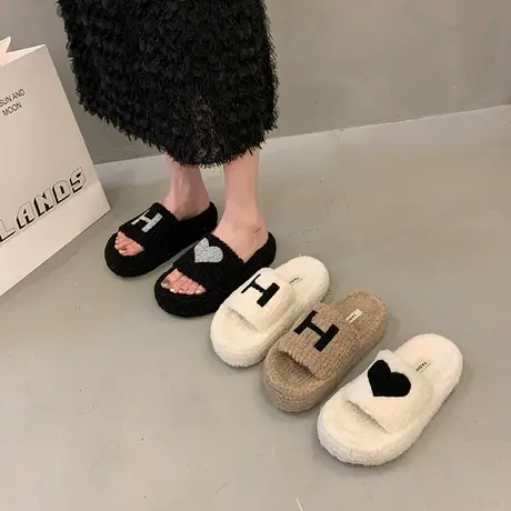 永希拖鞋女外穿2024早秋新款超火绝美时尚棉拖松糕厚底增高一字拖商品大图