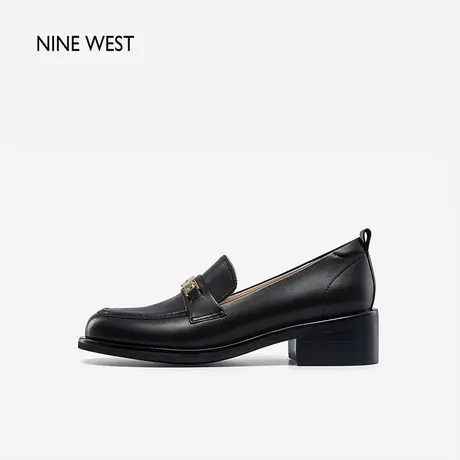 Nine West/玖熙乐福鞋女春新款低跟皮鞋真皮单鞋英伦学院风格雷系图片
