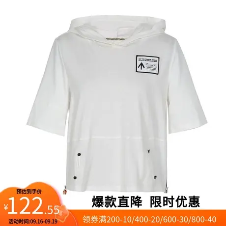 【艾格】2023春装新品女装连帽套头拉链设计韩版宽松休闲T恤上衣商品大图