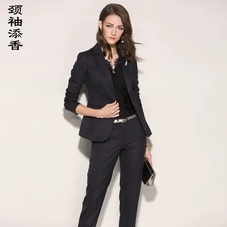 颈袖添香职业套装女小西装长裤两件套羊毛OL通勤气质时尚正装高级商品大图