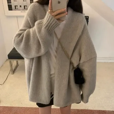 毛衣开衫外套女2023秋冬外搭慵懒风宽松软糯小个子高级感针织上衣商品大图