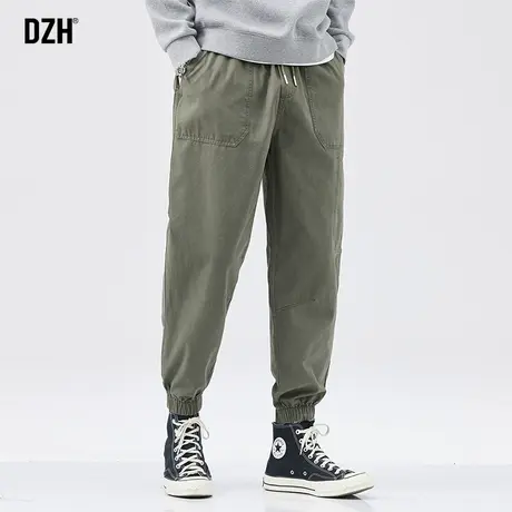 男士军绿色工装裤子男潮牌夏季薄款男裤2023新款束脚九分裤休闲裤商品大图