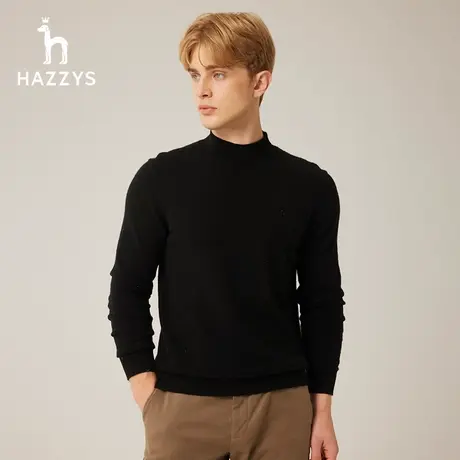 【商场同款】Hazzys哈吉斯秋冬新品保暖羊绒针织衫男休闲毛衣上衣图片
