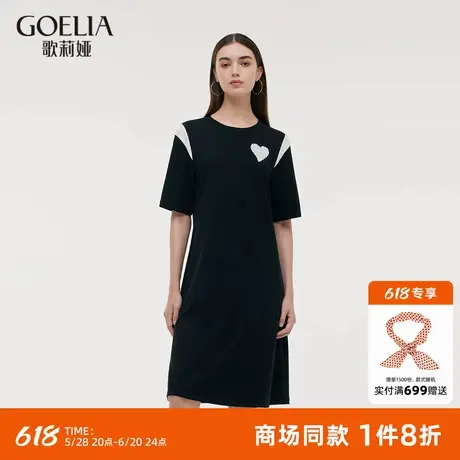 歌莉娅黑色连衣裙女夏季穿搭设计感流行收腰小黑裙1C3J4H190图片