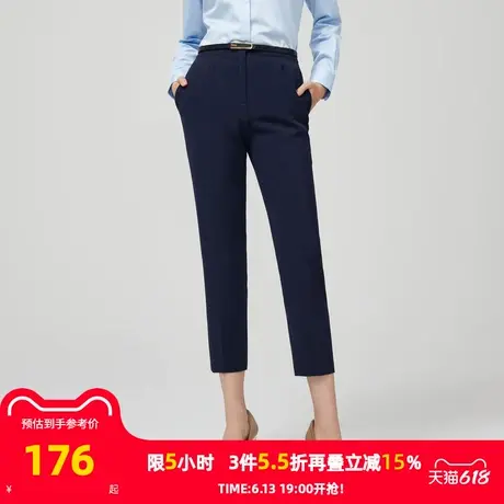 雅戈尔lady女士九分裤秋新款黑色铅笔直筒小脚通勤OL休闲裤子3877图片
