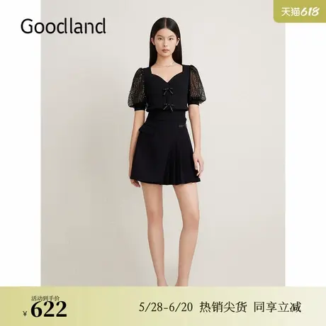 Goodland美地夏季立体泡泡袖毛针织衫法式上衣图片
