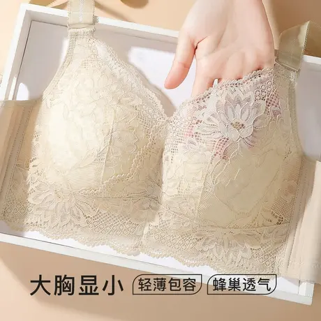梦芭蒂大胸显小全罩杯内衣女上托收副乳防下垂无钢圈文胸罩夏季薄商品大图