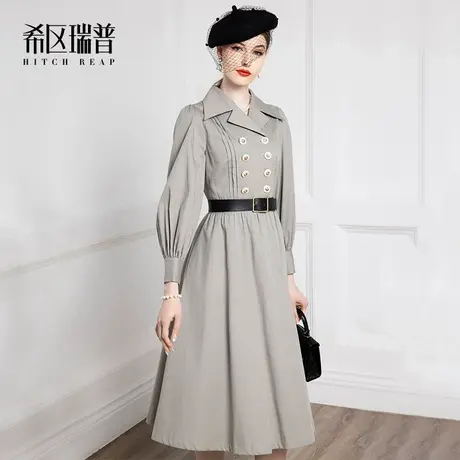希区瑞普2025春季新款女装法式复古气质长袖宽松大摆裙子商务通勤图片