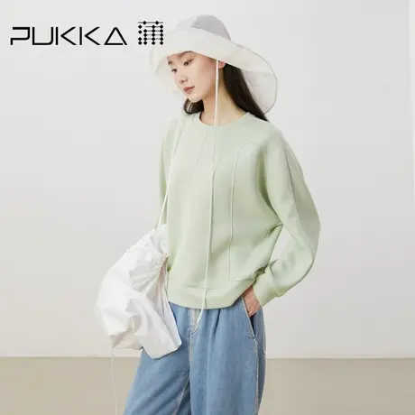 蒲PUKKA   高端双面织2023新立体裁剪原创宽松卫衣女浅薄荷绿上衣图片