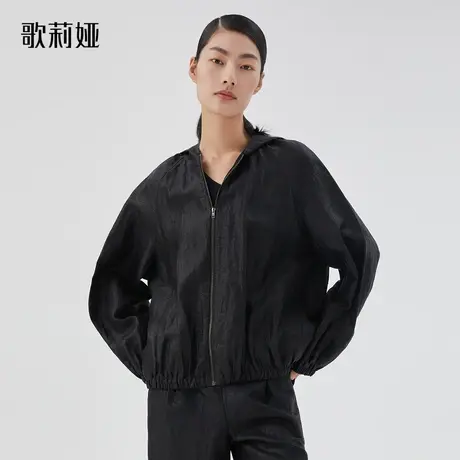 歌莉娅短外套女春秋款高级感18姆米真丝香云纱外搭上衣124L6E180商品大图