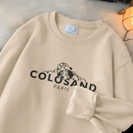 320g重磅圆领卫衣男春秋季潮流百搭秋冬加绒加厚长袖t恤无帽上衣商品大图