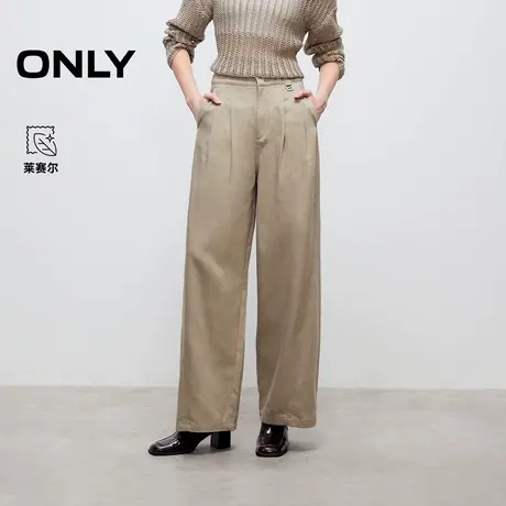 ONLY2025秋季新款宽松利落斜插口袋跨间叠褶莱赛尔长裤休闲裤女图片