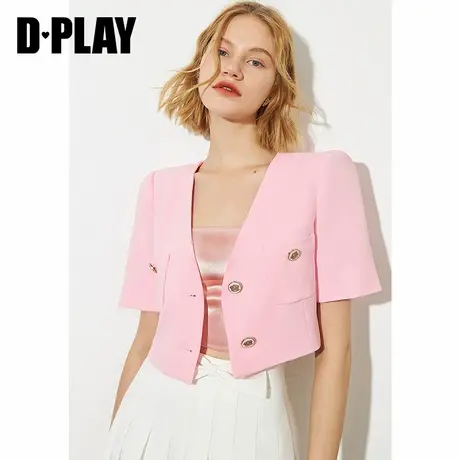 DPLAY2022夏新樱花粉小香风休闲西装短外套商品大图