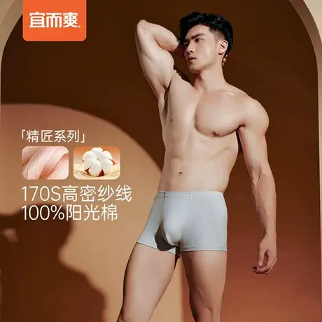 【高支系列】宜而爽170S高支全棉平口裤男士纯棉平角内裤男中腰商品大图