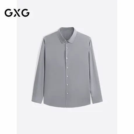 GXG男装 灰蓝色基础通勤简约免烫长袖衬衫24年秋季品G24X033011商品大图