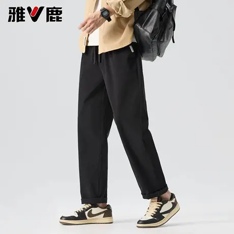 雅鹿纯色显高显瘦垂感休闲裤2026春季男青年微锥微宽松高级感长裤商品大图