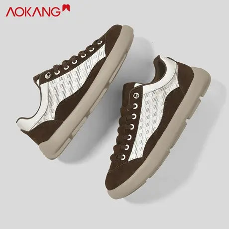 奥康春季勃肯鞋男软底宽楦男鞋复古透气德训鞋潮流百搭懒人一脚蹬商品大图