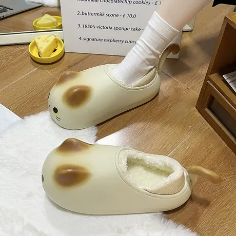 时尚爆款可爱雨鞋鼠拖鞋女外穿2023年秋冬季包跟家居厚底保暖棉鞋商品大图