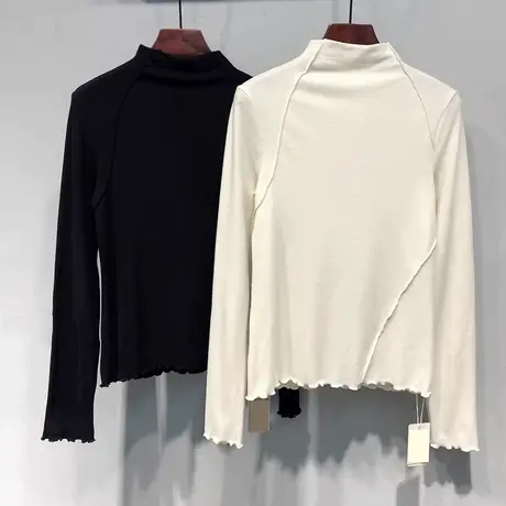 洋气时髦半高领打底衫女德绒保暖长袖T恤秋冬季修身显瘦内搭上衣图片