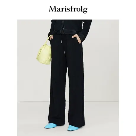 【3D针织提花面料】玛丝菲尔2023春季新款羊毛运动休闲裤商品大图