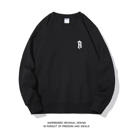 美式休闲简约字母印花圆领卫衣男2023新款秋季宽松休闲薄款上衣商品大图