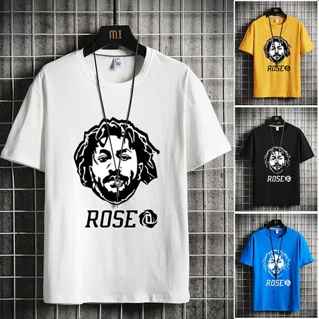 百搭罗斯头像短袖t恤男潮牌ins休闲运动夏季港风美式高街宽松半袖商品大图