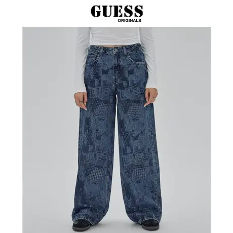 GUESS Originals  女美式复古印花阔腿牛仔裤-W4RG02D4XY2商品大图