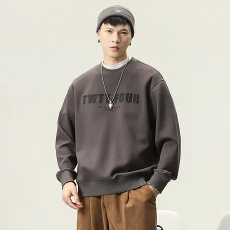 秋季男装卫衣简约休闲圆领卫衣宽松时尚潮流百搭舒适男长袖卫衣商品大图