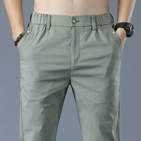 商务高端冰丝速干夏季超薄款修身小脚休闲长裤子男士男裤夏装夏天商品大图