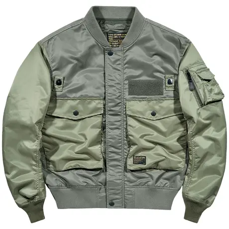 VIP拼接撞色飞行员夹克男春秋薄款宽松工装外套情侣高街棒球服潮商品大图