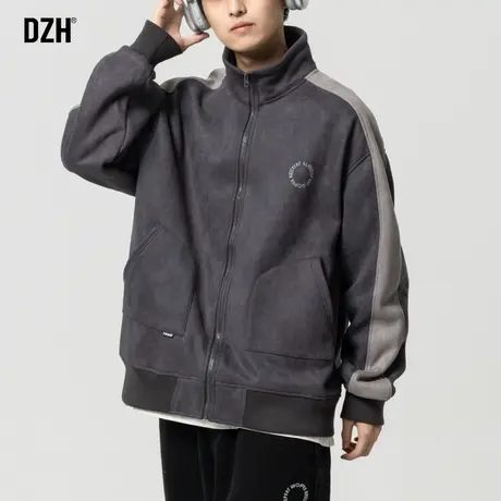 男士麂皮绒外套韩系慵懒风厚羊羔绒立领棒球服美式飞行夹克男秋季商品大图