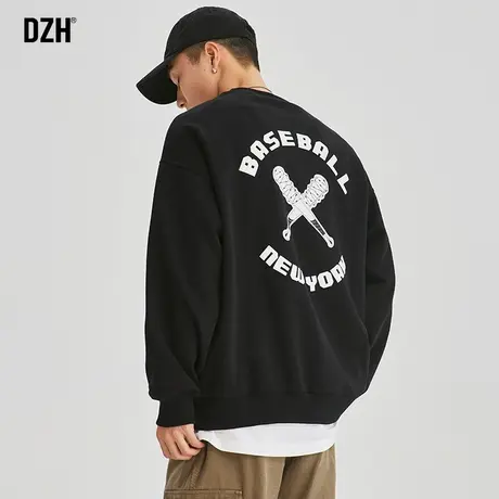 男士新款黑色卫衣男美式潮牌重磅休闲运动外套2023爆款秋装情侣装商品大图