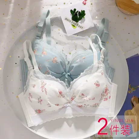 内衣女小胸聚拢上托防下垂收副乳2022新款少女胸罩无钢圈文胸套装图片