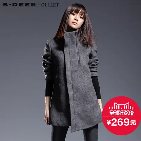 【上新】sdeer圣迪奥专柜正品女冬拉链斜襟拼接袖大衣S12481774图片