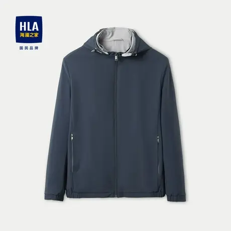 HLA/海澜之家可拆卸帽夹克2024春夏新款工装风纯色弹力印花外套男图片