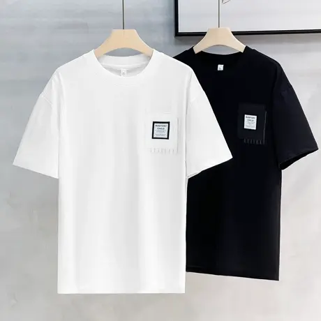 白色T恤男夏季纯棉薄款宽松圆领半袖2023年新款男士潮牌夏天短袖商品大图
