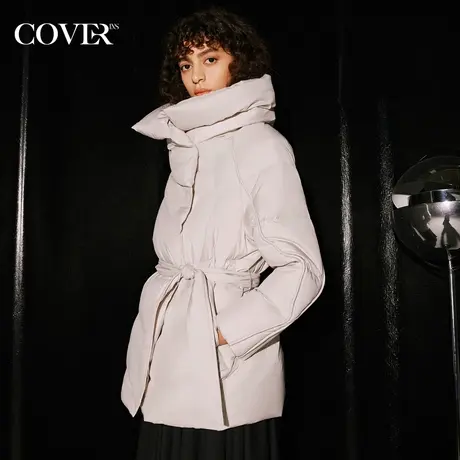 COVER2023冬季大翻领几何走线羽绒服图片