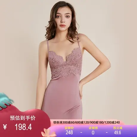 真丝蕾丝内衣裙2024年新款居家睡裙无钢圈文胸吊带一体打底吊带裙图片