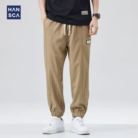 hansca春季新款潮牌日系复古工装休闲裤男宽松大码卡其色束脚长裤商品大图