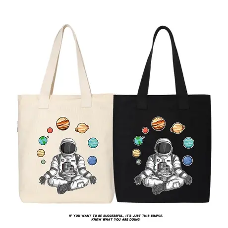 秀洛nasa宇航员魔法星球帆布包托特包女大容量单肩斜挎包手提包商品大图
