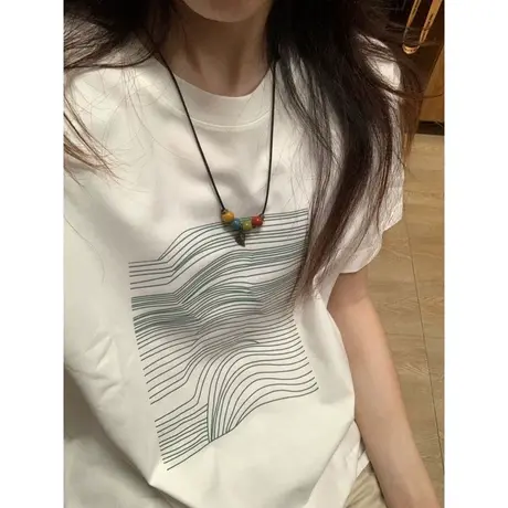 个性趣味印花短袖T恤女夏季百搭韩版宽松显瘦学生纯棉白色上衣潮商品大图