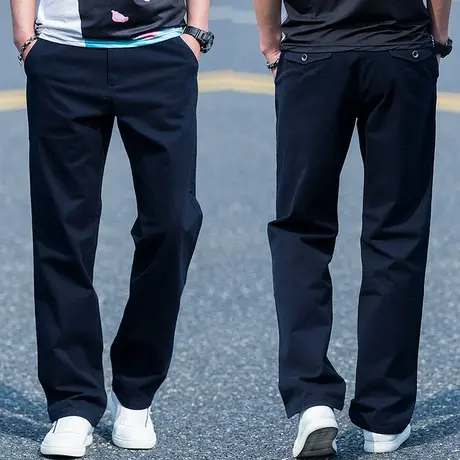 男士春秋款裤子爸爸宽松直筒大码男款休闲裤秋冬中老年纯棉西装裤图片