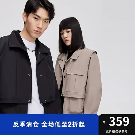 马克华菲可拆卸马甲字母印花飞行员夹克男秋新款男女同款外套商品大图