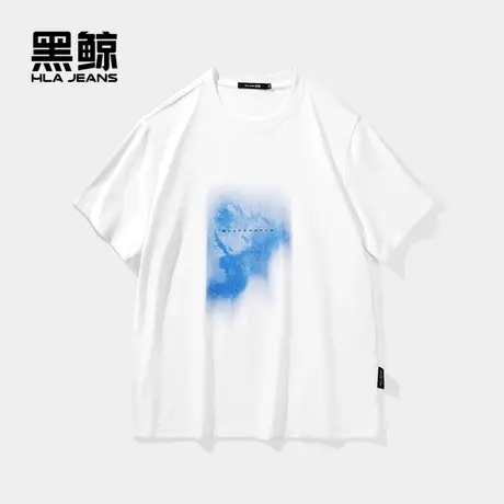 黑鲸HLAJEANS海澜之家旗下潮牌撞色印花短袖T恤多色圆领短t男图片