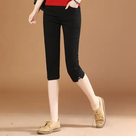 韩潮袭人松紧腰七分休闲裤子女2023夏新款修身显瘦百搭哈伦裤薄款商品大图