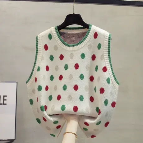 圆领大码针织马甲背心女2023秋冬新款宽松外穿马夹加厚毛衣坎肩潮图片