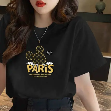 夏季2023年新款短袖T恤女士卡通米奇减龄宽松上衣服ins潮百搭体恤商品大图