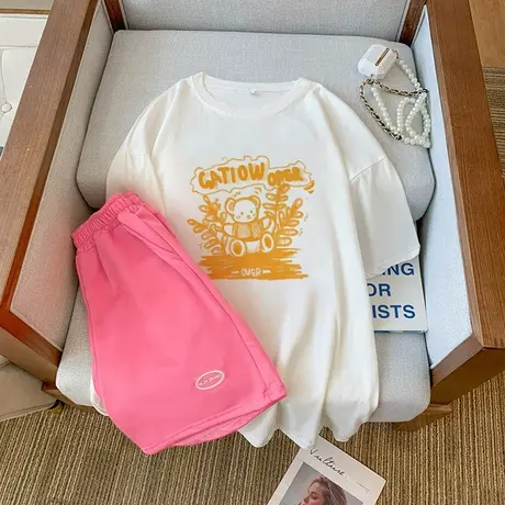 网红炸街运动服套装女夏季宽松短袖短裤小个子时尚洋气休闲两件套商品大图