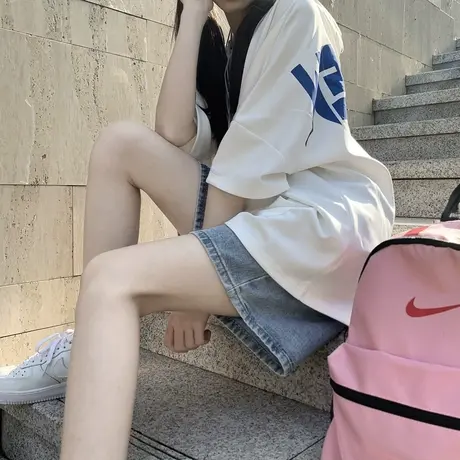 牛仔短裤女夏季薄款2023年新款显瘦高腰阔腿中裤宽松休闲五分裤子图片