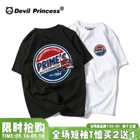 欧美港风短袖女ins潮牌宽松纯棉网红t恤女学生半袖韩版情侣装2023商品大图